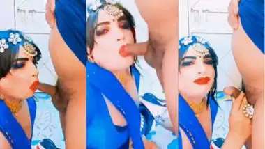 Shemale in saree sucks a dick in Indian gay porn